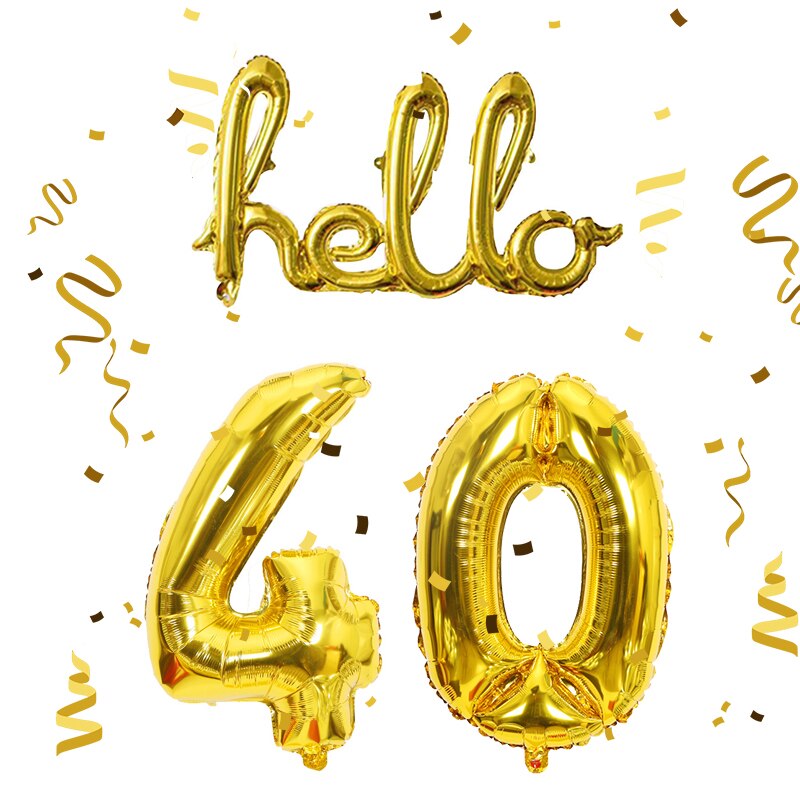 1 stk rosa guld hej 30 bogstavs tal balloner 30/40/50/60th fødselsdagsfest indretning 30 nummer link bolde oppustelige luft globos: Guld hej 40
