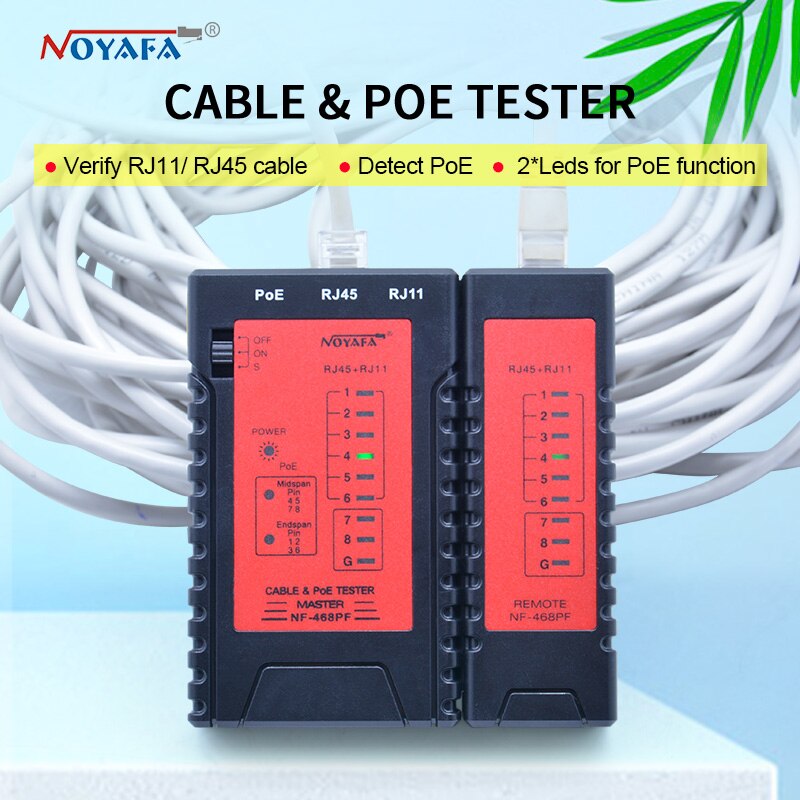 NF-468PF Cable continuity testers POE Tester Check the RJ11& RJ45 Cable quickly Detect Automatically tests for continuity