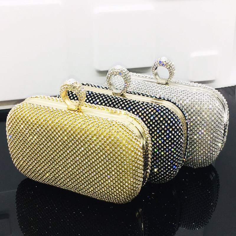 Glanzend Glitter Avondtassen Rhinestone Hard-Oppervlak Doos Zakken Elegante Vrouwelijke Bruiloft Schouder Pouch Banket Party Luxe Portemonnee