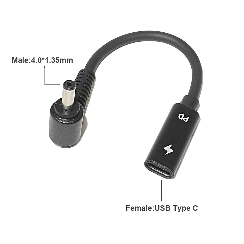 65W PD Type C USB 3.1 Power Adapter Cable Female to Power Connector Converter 4.0*1.35 5.5*2.5 4.5*3.0 4.0*1.7m: PURPLE