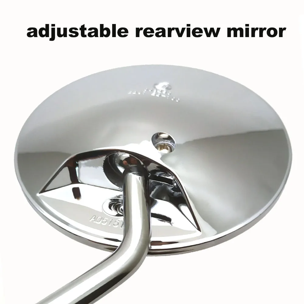 Par de prata cromo motocicleta scooter espelhos universal moto espelho retrovisor 8mm rosca retro redondo oval espelhos convexos