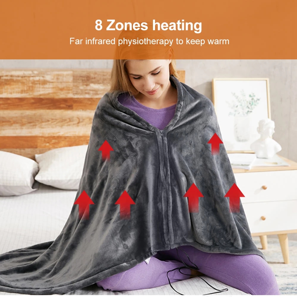 USB Electric Heated Blanket Plush Throw Blanket Heated Cape Heating Lap Blanket Coral Flannel Heated Blanket
