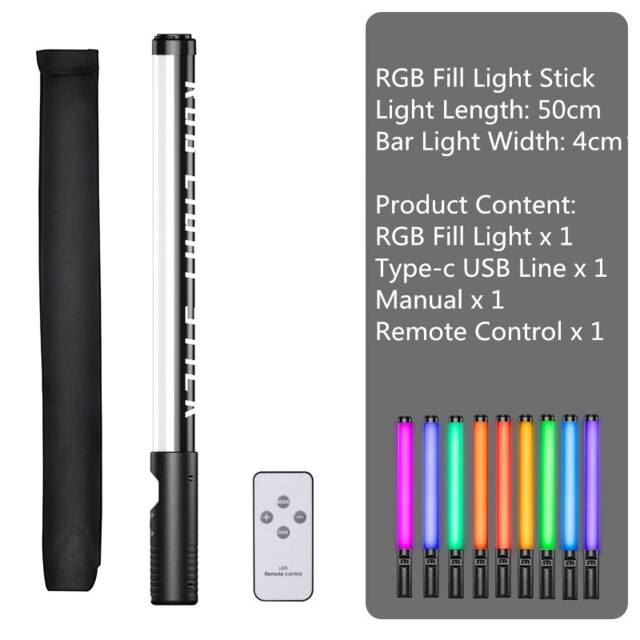 RGB Photographic Lighting Stick USB Rechargeable Handheld Light Wand With 2m Tripod Holder Stand RGB Fill Lamp For Party Wedding: No Tripod