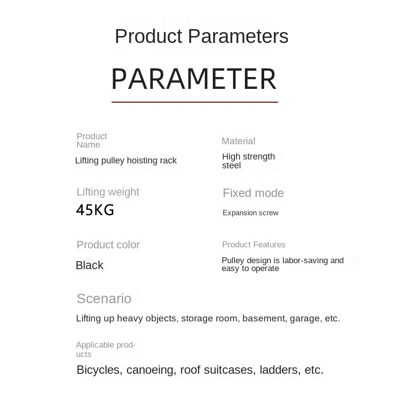Roof luggage box lifting frame pulley lifting kayak bicycle underground garage ceiling frame roof box storage