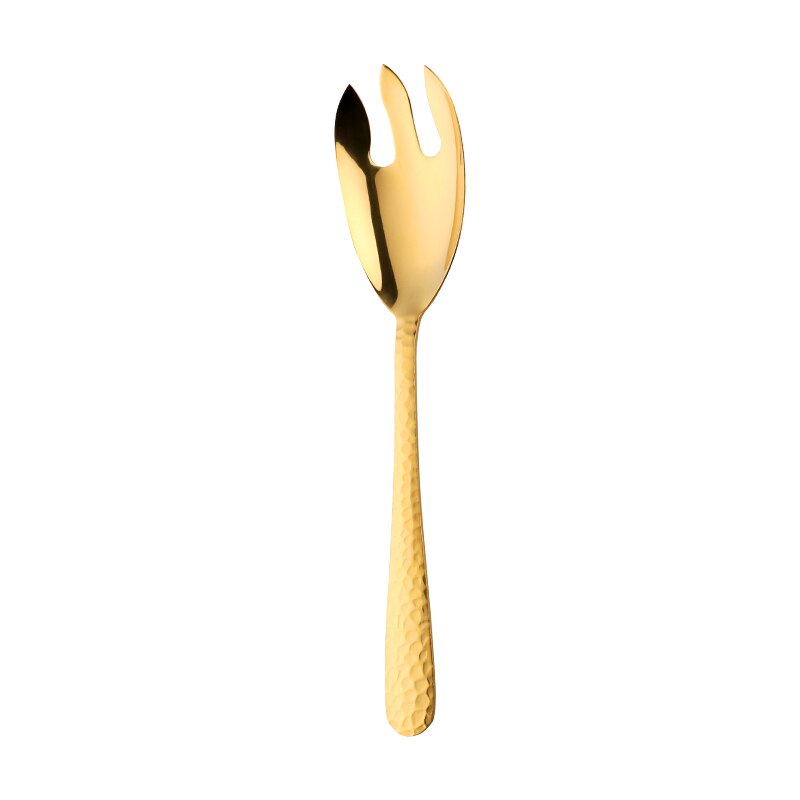 Grote Opscheplepel Vork 12Inch Goud Salade Servers Eetlepel Roestvrij Staal Rose Goud Eettafel Gereedschap Keukengereedschap: Gold-Fork