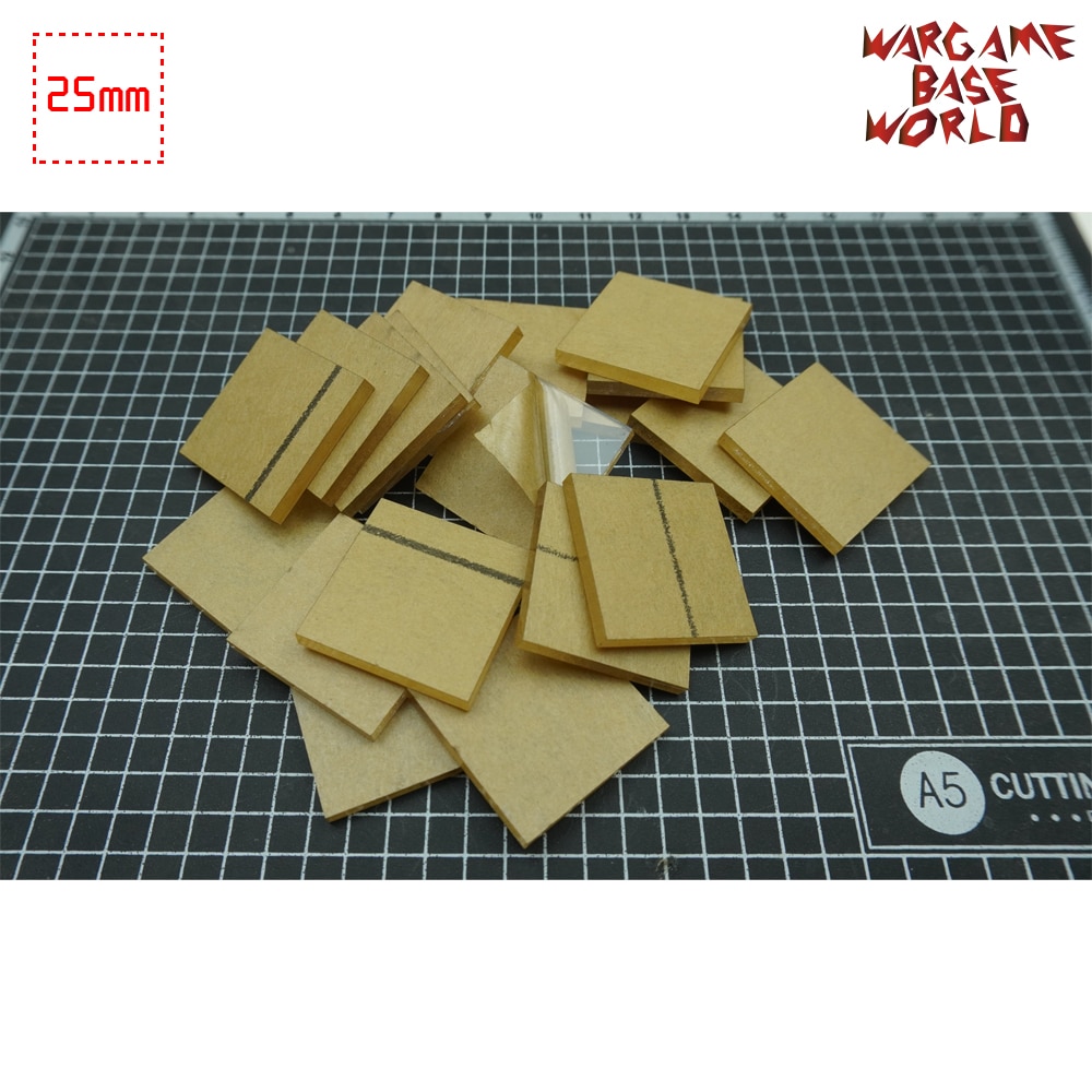 Wargame Base World - TRANSPARENT / CLEAR BASES for Miniatures - square 25mm clear bases: 20 bases