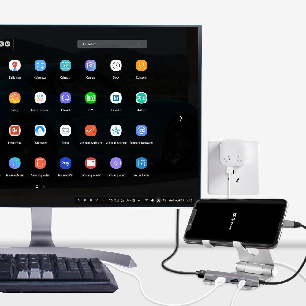 Puerto USB C/Thunderbolt 3 a HDMI, adaptador Hub, experiencia de escritorio para Samsung Dex Station MHL Galaxy S8 S9 S10/Plus Note8/9 tipo C