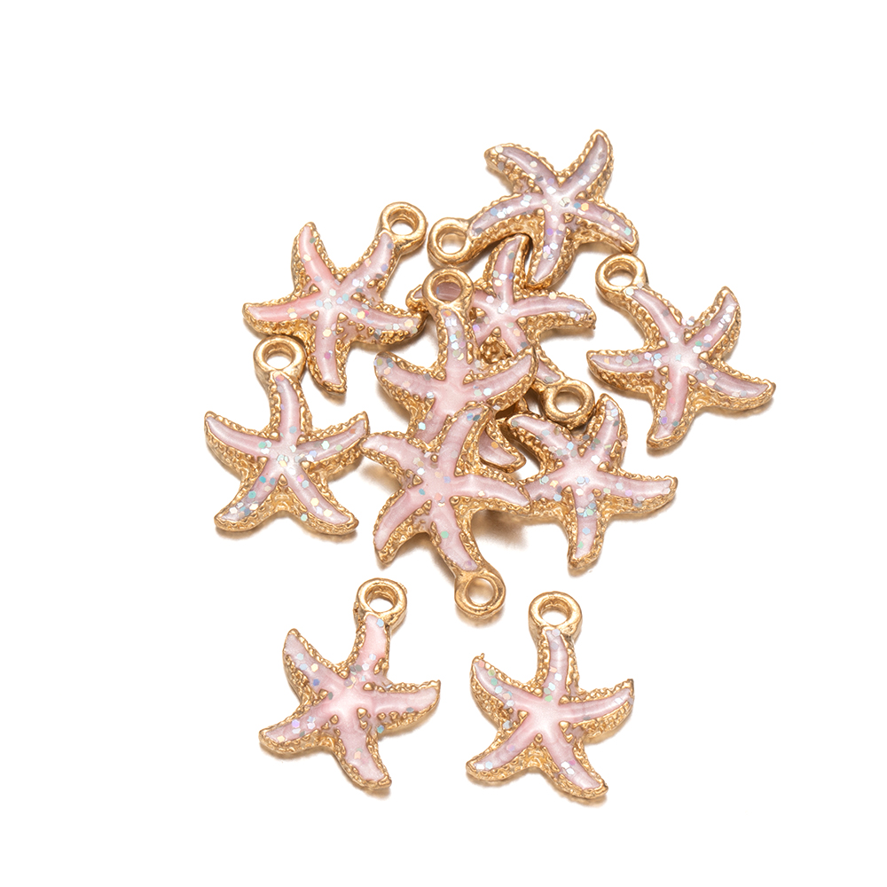 10Pcs/Lot Ocean Starfish Conch Seashell Enamel Charms Pendants For DIY Jewelry Making Birthday Wedding Party Favor: Blue