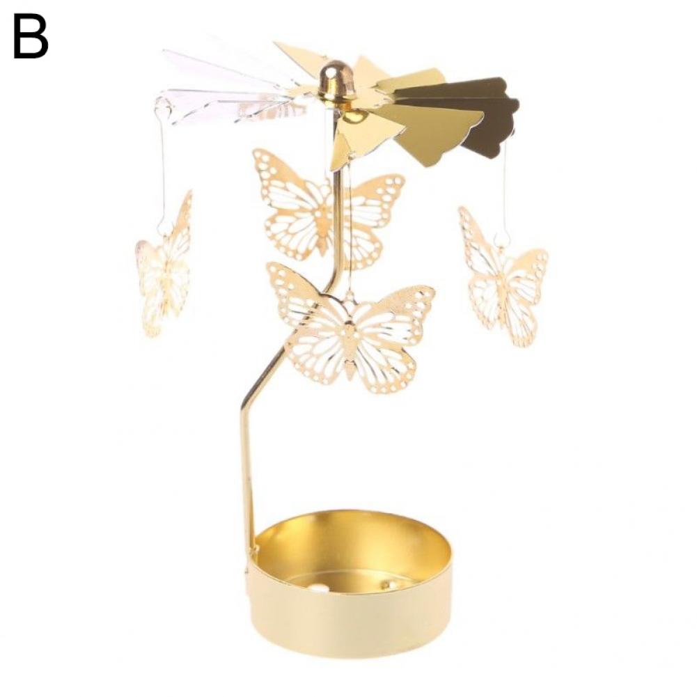 Carrusel giratorio de Metal para decoración del hogar, soporte para Vela, luz de té, molino de viento de transferencia giratorio,: Butterfly