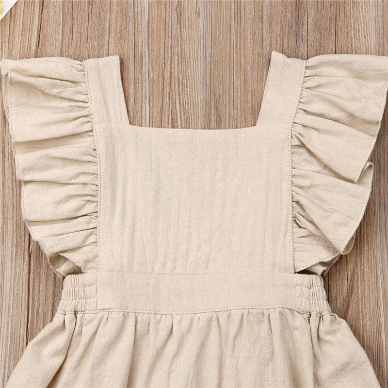 Vestido de algodón liso con volantes para niñas pequeñas, ropa de verano para niñas pequeñas de 1 a 7 años, vestido informal de princesa