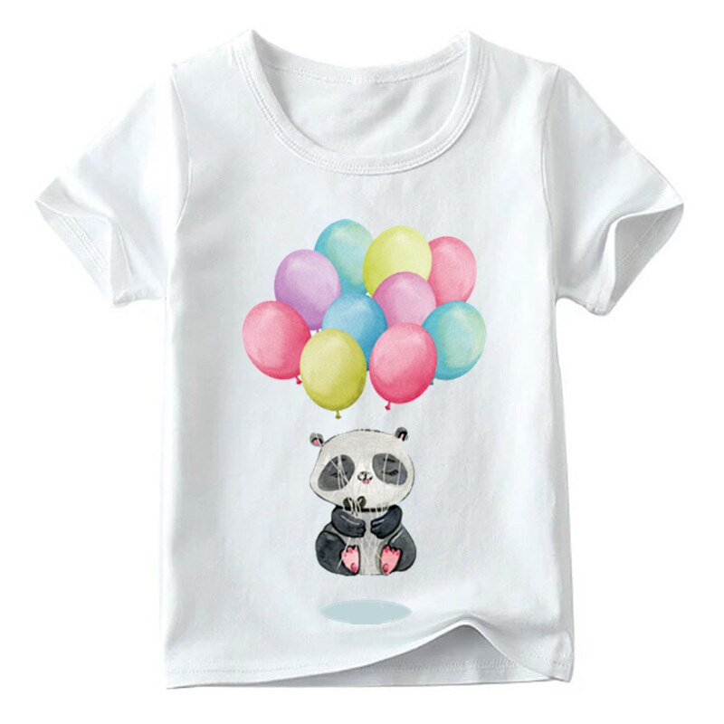 Børn panda bjørn flydende meditation print sjov t-shirt drenge og piger sommer toppe børn blød hvid t-shirt: Hvid a / 8t