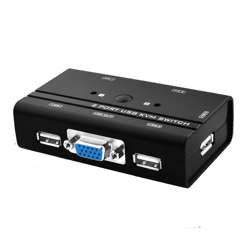 VGA Switch KVM Switch Control 2 PC Hosts by 1 Set of USB Keyboard Mouse and VGA Monitor Multi PC Manage Original Cable