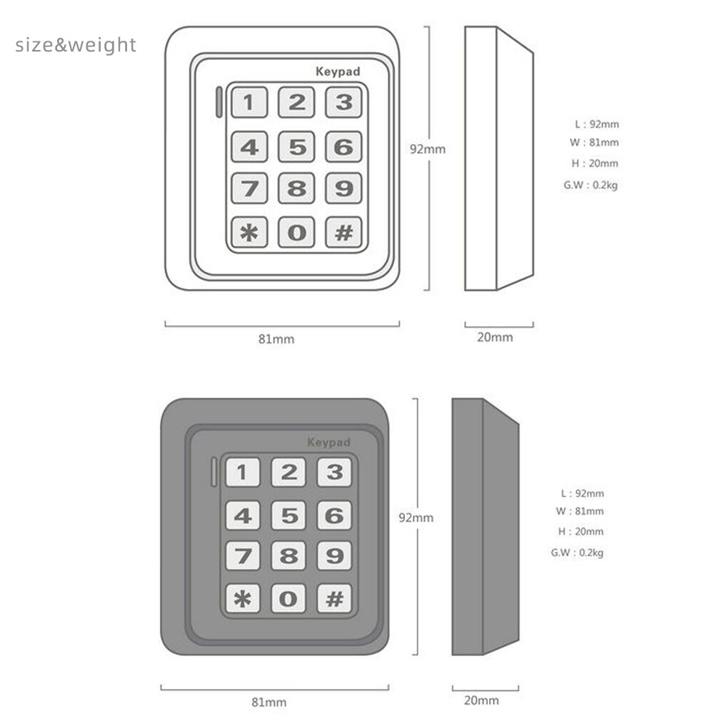 RFID Keypad Access Control System IP65 waterproof Device Machine 13.56MHZ Card Reader Door Lock System 2000 users WG26 keypad