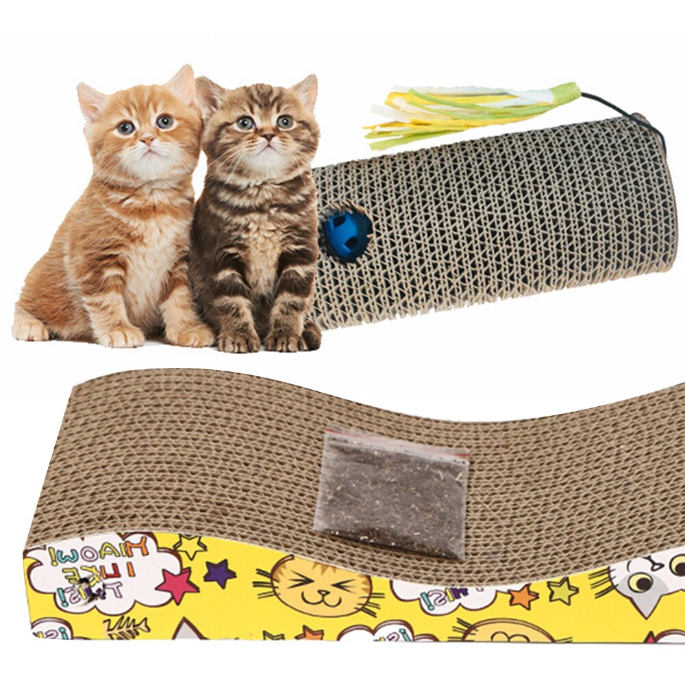 Cat Scratching Board Corrugated Cardboard Scratch Pad Kitten Scratcher Bed Funny Playing Toys