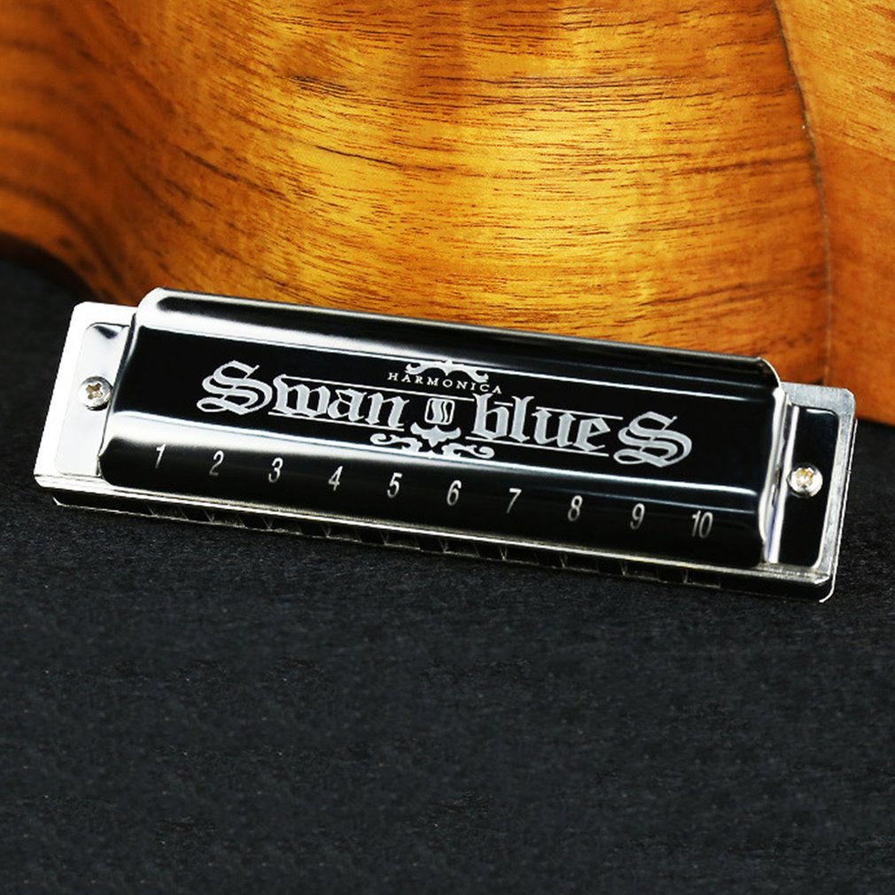 Silver Metall Svane Diatonisk Blues Munspel 10 Hål C Tonart