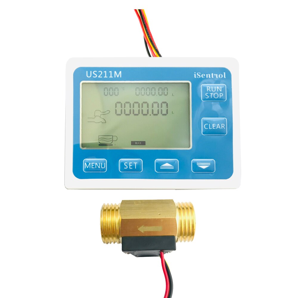 US211M Digital Water Flow Meter Hall Water Flow Sensor Reader with Brass USC-HS21TI 1-30L/min hall water flowmeter iSentrol Saie