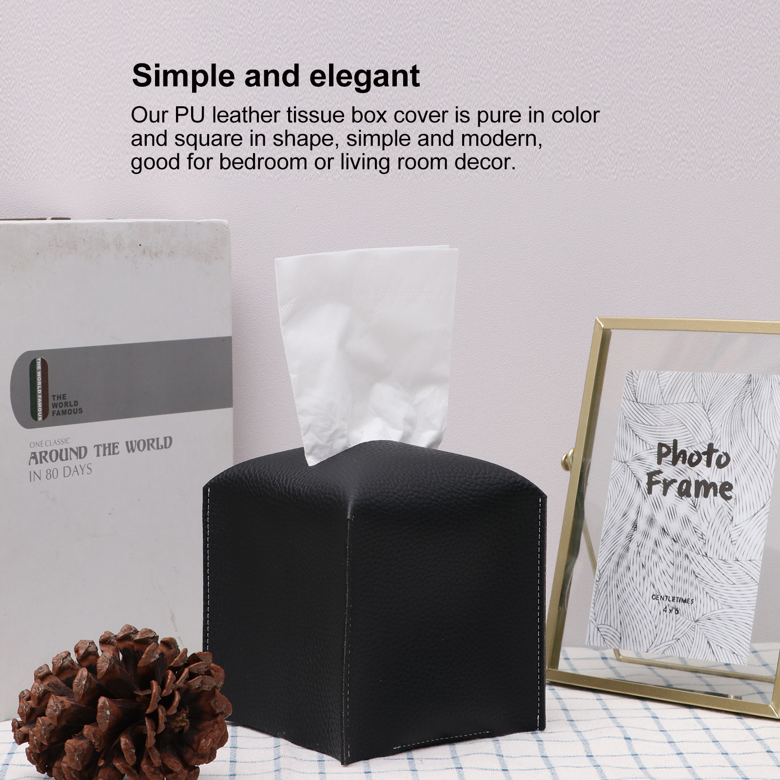 Tissue Box Cover Holder Square PU Leather Tissue Dispenser Box Roll Paper Extractive Tissue Dispenser Container For Bedroom