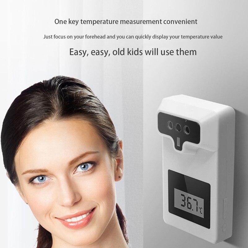 Wall Mount Smart Sensor Automatic Body Temperature Detector Infrared Forehead Thermometer High Temperature Alarm