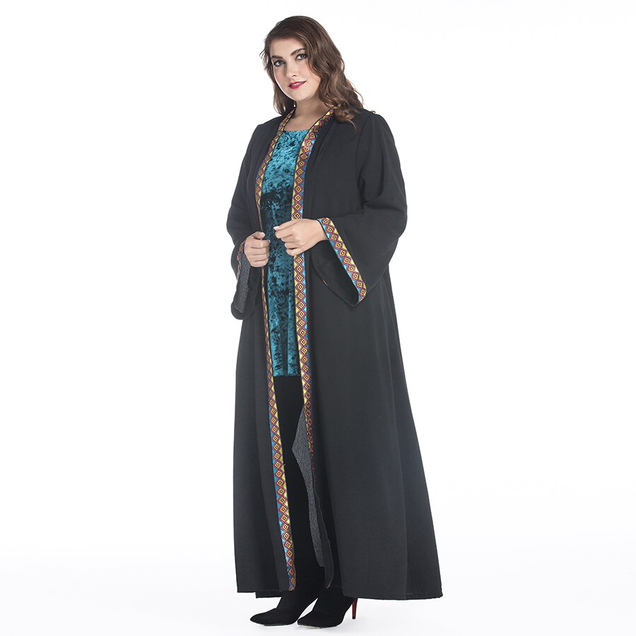 Muslimsk kjole abaya i dubai islamisk tøj til kvinder jilbab djellaba kappe musulmane tyrkisk baju kappe kimono kaftan