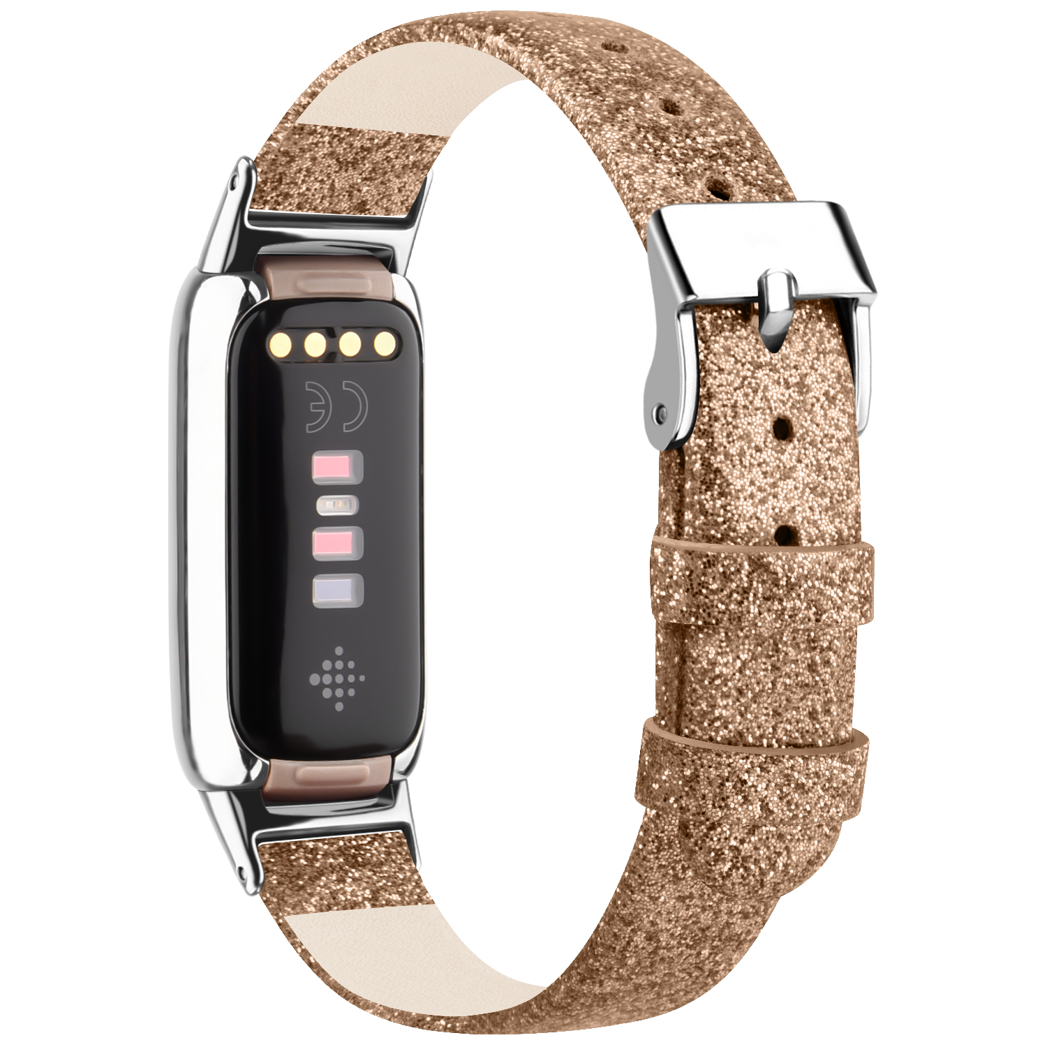 Til fitbit luxe-rem ekte lærrem justerbar klokkereim erstatningsarmbånd til fitbit luxe-armbånd armbånd korrea: Blå hvit