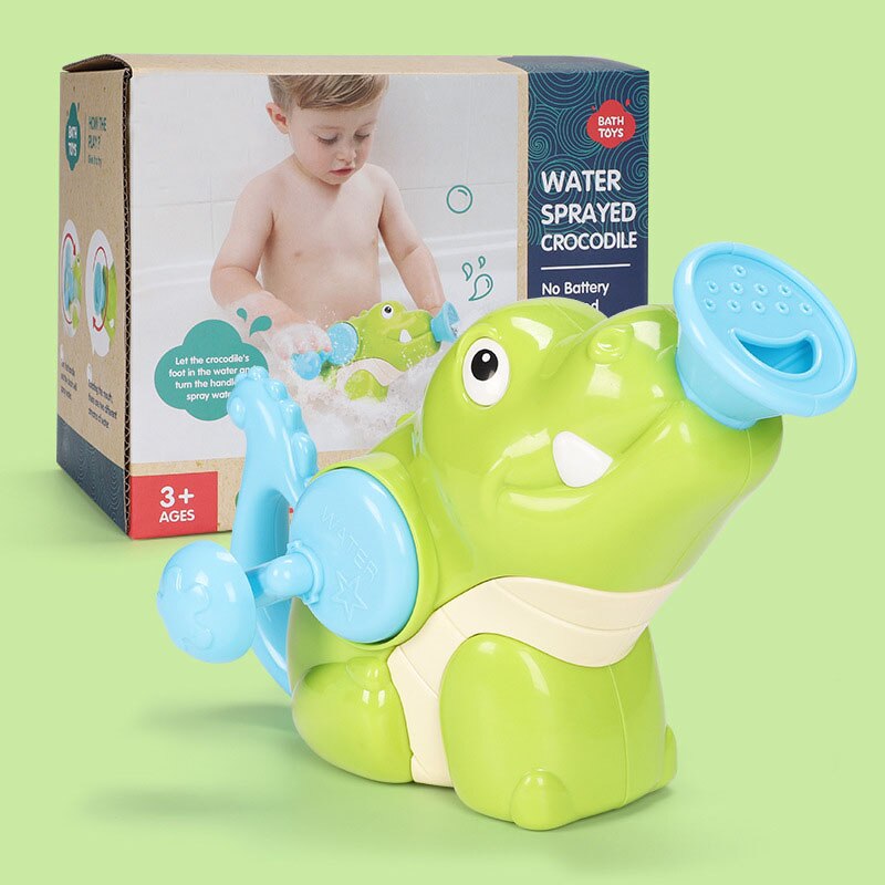 Vattenkruka badleksaker baby simning badrum bad dusch verktyg vatten hand spray leksaker 36 månader barn leksak, krokodil