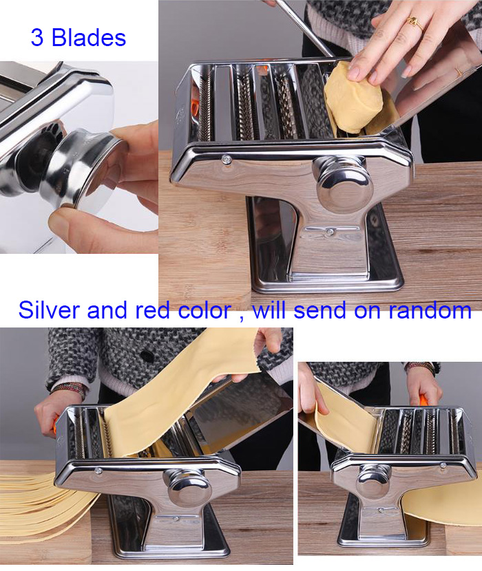 Multifunctional Household Stainless Steel 2/3 Blades kitchen Pasta Making Machine Manual Noodle Maker Pasta Cutter Spaghetti