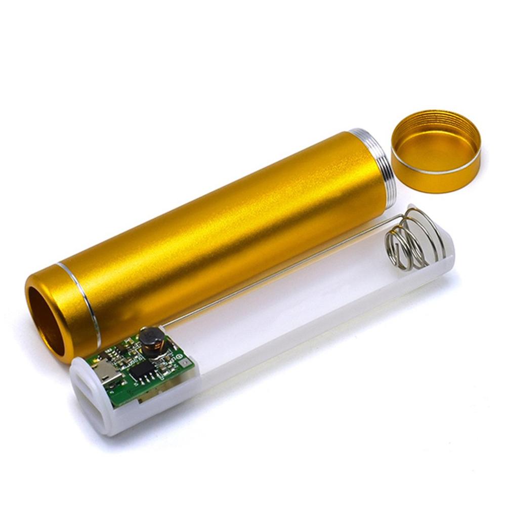 Multicolor Metal Portable Power Bank DIY Kit Storage Case 1x18650 Powerbank Box Shell Battery Holder With USB Charging Port: gold