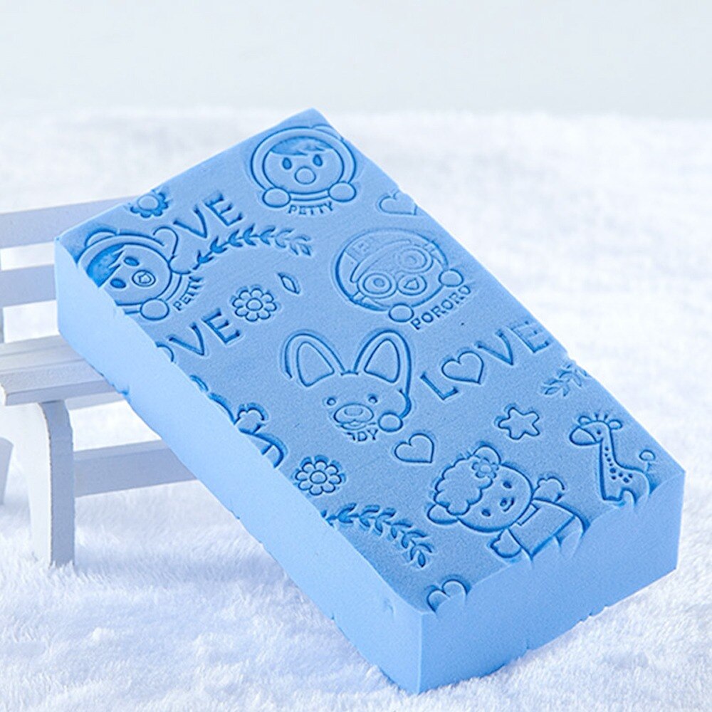 Esponja de baño para eliminar la piel muerta, producto para eliminar la piel muerta, limpieza con estampado de dibujos animados, para ducha, absorbente de agua, herramientas de baño para bebés: blue