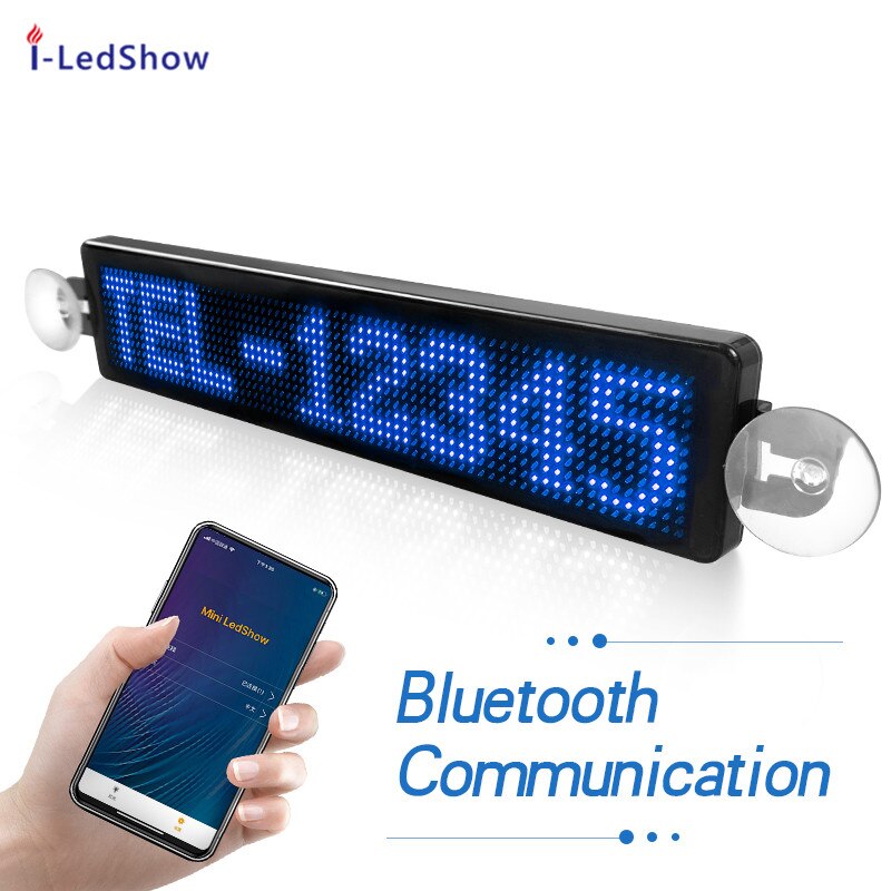 23cm 12v 12 x 72 piksler ledet bilskilt bluetooth-kontroll programmerbar rulling programmerbar meldingsskjerm 12 x 72 piksler: Blå