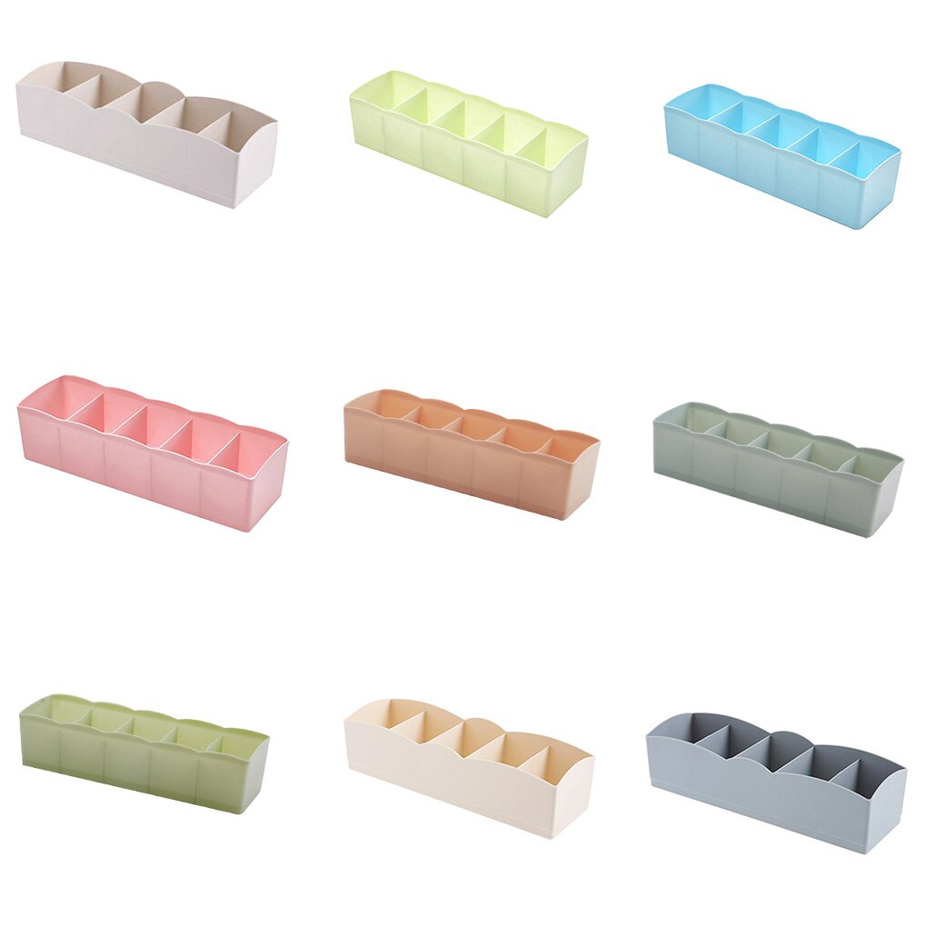Small Items Storage Box 5 Cells Plastic Tie Storage Box Bra Socks Drawer Organizer Cosmetic Tidy Divider Home Accessories