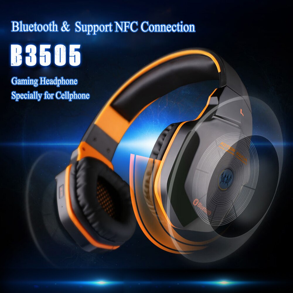 KOTION EACH B3505-auriculares, inalámbricos por Bluetooth para videojuegos, auriculares estéreo de 4,1 con Control de volumen y micrófono, auriculares de música HiFi para jugadores