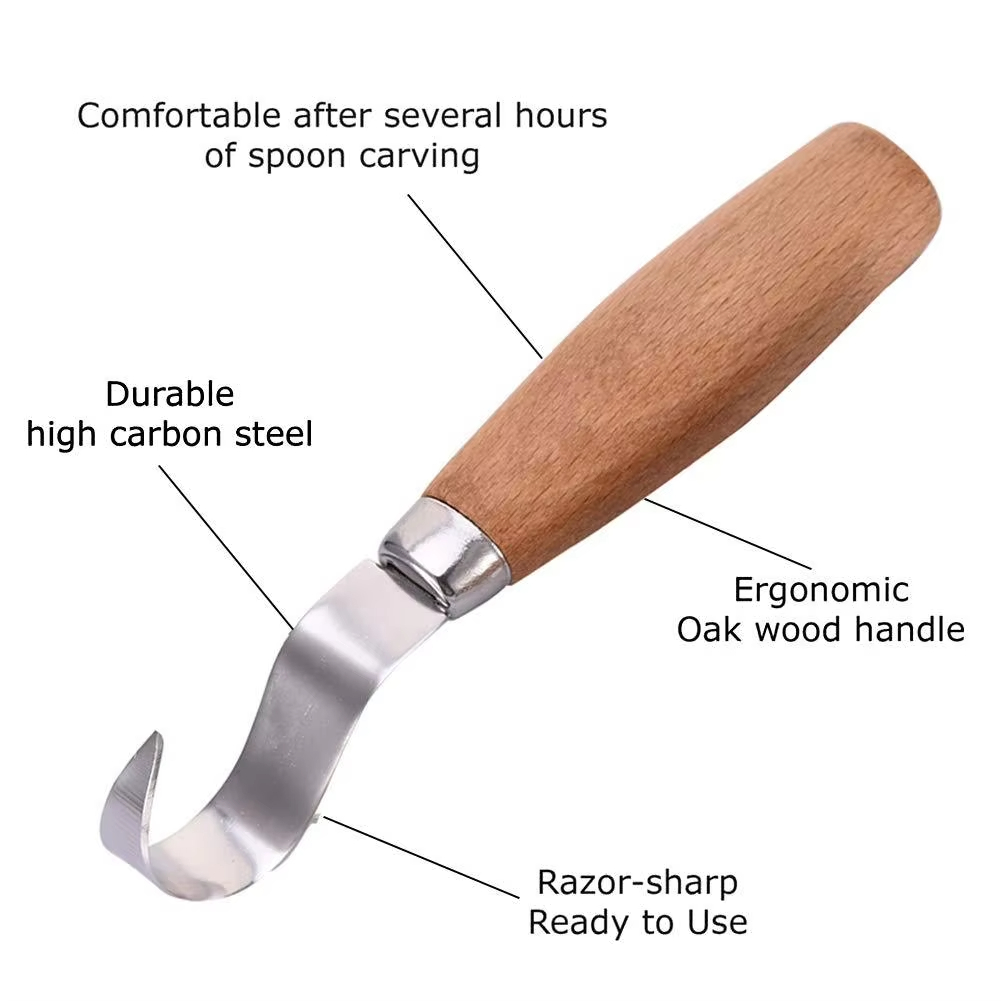 Couteau à découper le bois, ciseau à crochet, outils de sculpture, cuillère ergonomique pour le travail du bois, Durable, tordu, débutants, sculptural