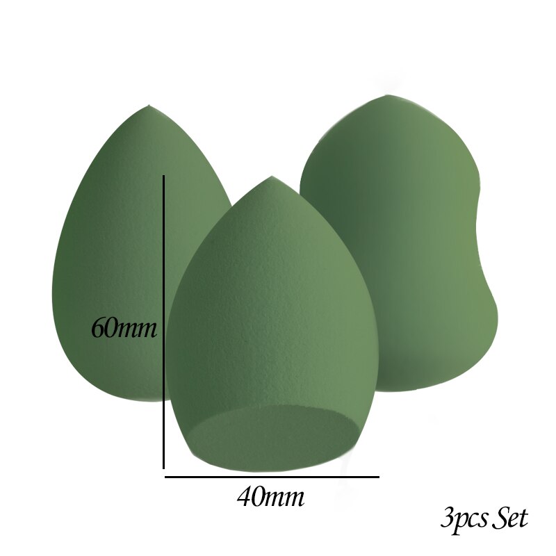 3pc maquillage éponge cosmétiques bouffée mélangeur ensemble Puf maquillage éponge pour maquillage visage poudre liquide fond de teint Puf pour directe: 3pcs Green Set