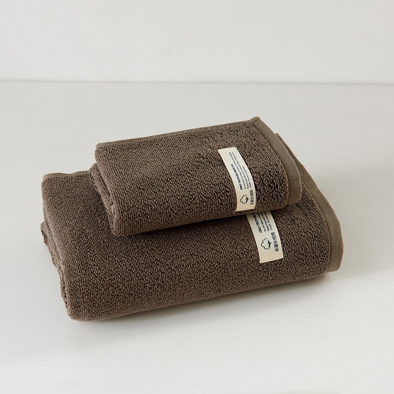 2pcs towel set grey face towel+bath towel cotton solid blue pink milk white 70*140cm beach toalla for home hotel полотенце