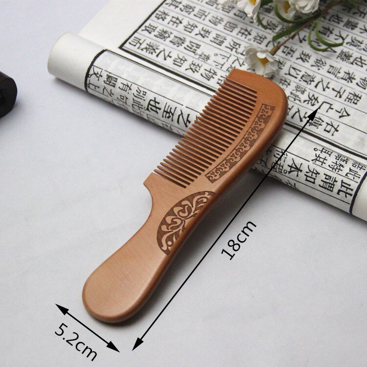 1Pcs Peach Wood Comb Flower Painted Anti-Static Natural Head Massage Comb Handmade Wooden Hair Comb Hair Styling Tools For: NO.13