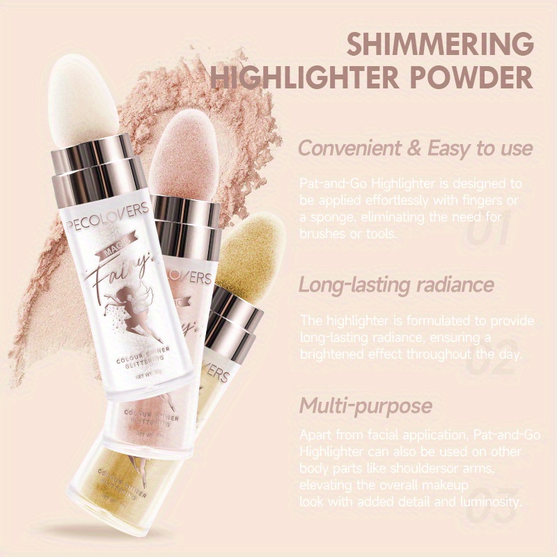 Fairy Powder Highlighter Stick, Shimmer Contour Blush Powder Contour Shading Glitter, Contour Brightening Makeup Highlighter