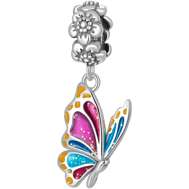 WOSTU-Colgante de Plata de Ley 925 auténtica para mujer, dije de mariquita y mariposa, apto para pulseras, fabricación de joyería DIY, para: SCC2216