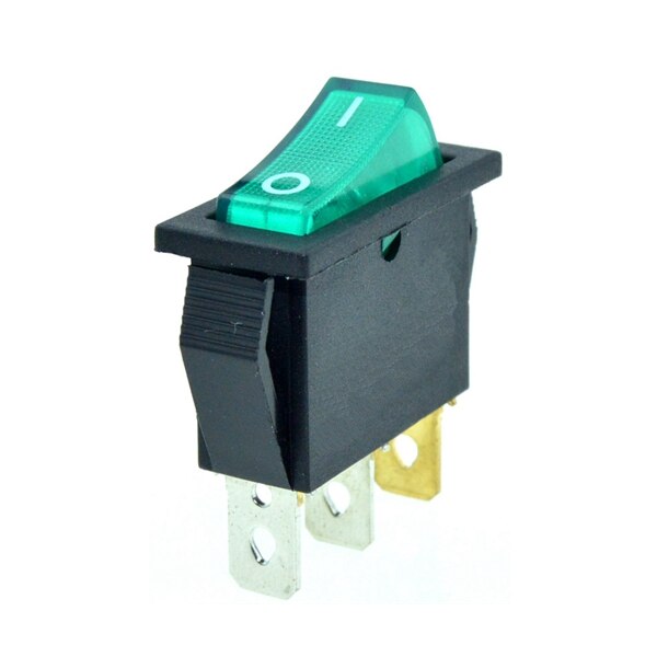 Rocker Switches 2 Pin 3 Pin ON/OFF ON/OFF/ON SPST SPDT Black Red Green Dot Light Boat Switch 2 Position 28X10mm Mount 15A 250V: Green ON-OFF (SPST)