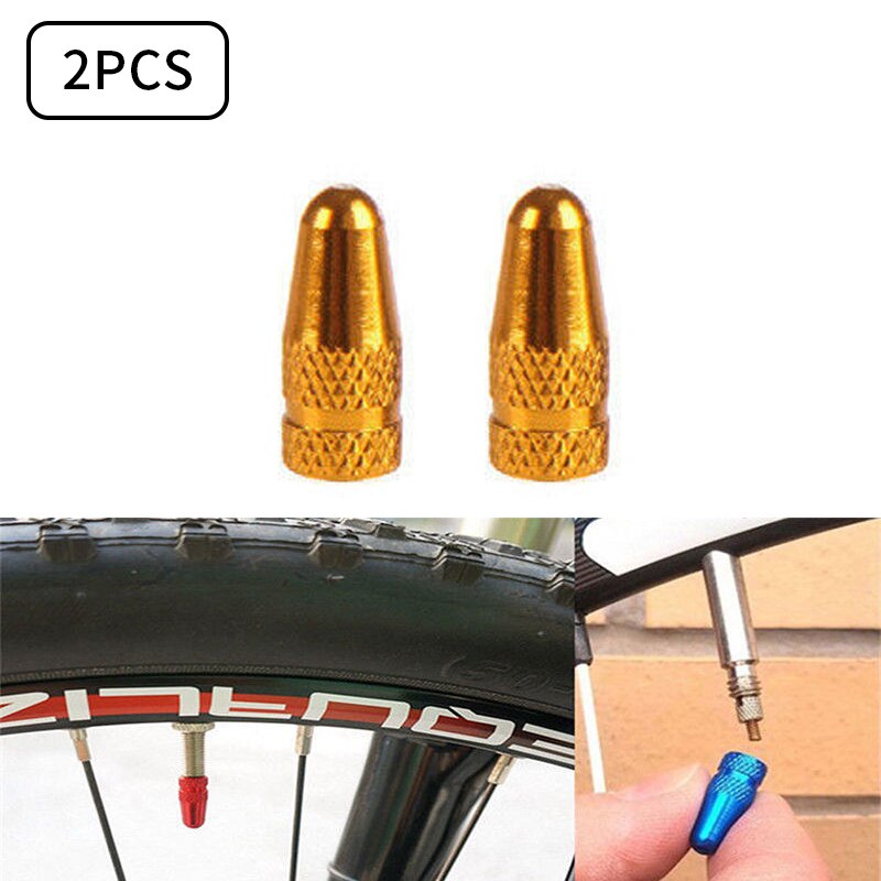 2PCS Tappo Della Valvola Della Bicicletta di Alluminio Della Bicicletta Presta Valvola Tappo di Alta Pressione Spikes Pneumatico Della Valvola Della Polvere Della Copertura MTB Della Bicicletta Della Bici accessori: Gold A