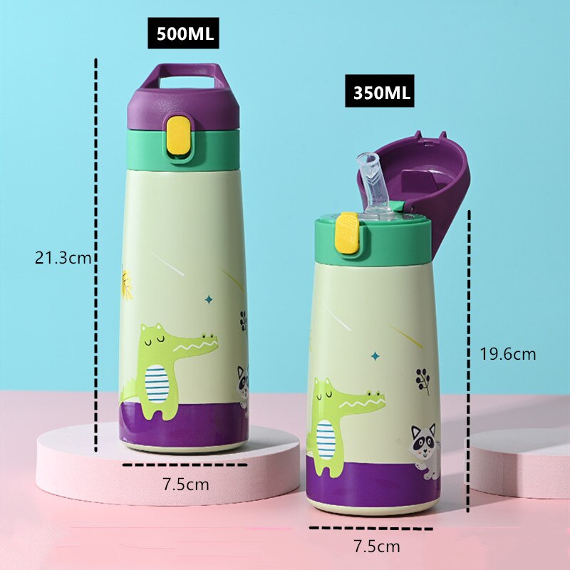 Termo de acero inoxidable con dibujos animados para niños, botella de agua de , 350ml/500ml
