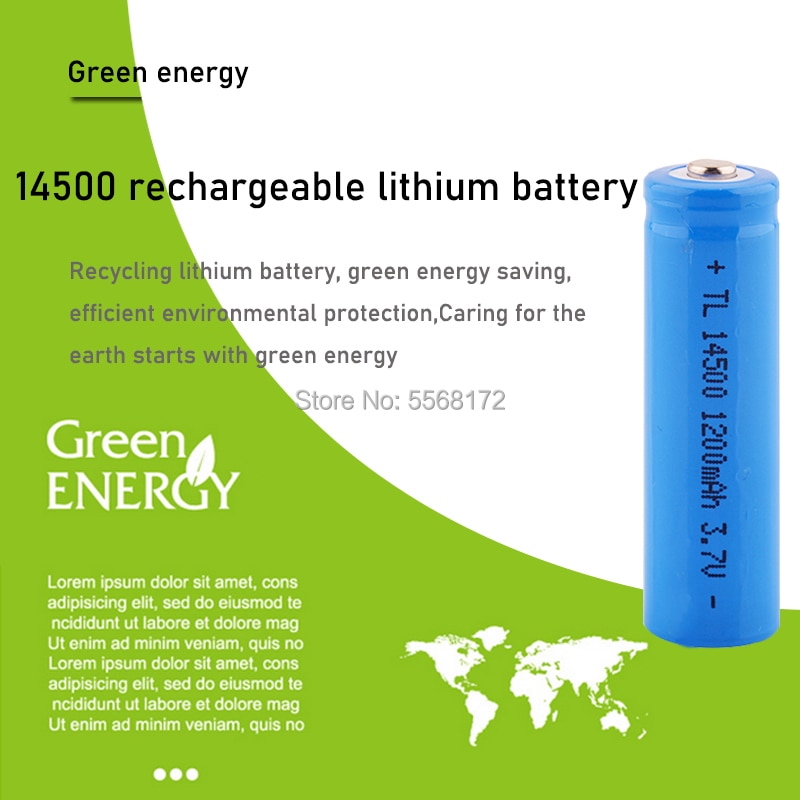 14500 1200 mah uppladdningsbara li-ion batterier 3.7v volt 14500 litiumbatteri för kamerafackla leksak