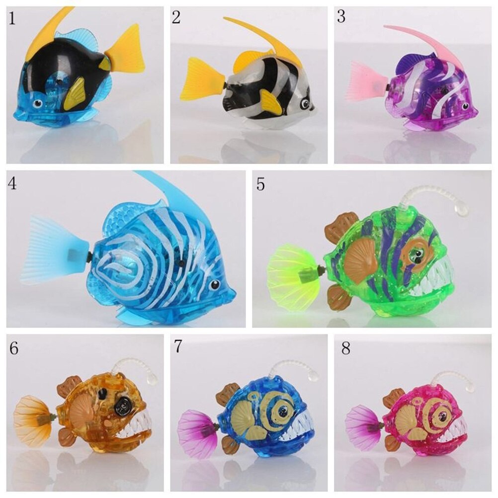 Flash Swimming Robot Fish Bath Toy Education Funny Gadgets Interesting Toys For Children Kids bath Toy Fishing Tank Decorating