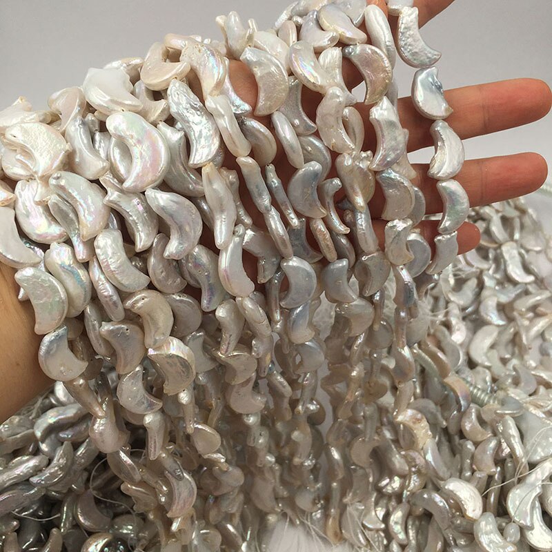 38 cm moon barok perle perler, perle l : 16-23 mm 100%  natur ferskvands løs perle med måne barok form