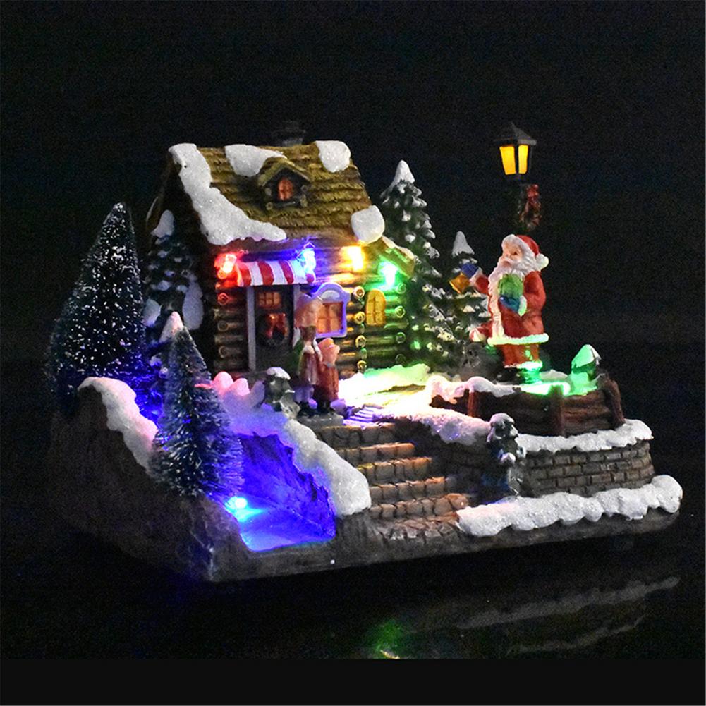 Weihnachten Leuchtende LED Licht Musik Haus exquisit Handwerk Hütte Weihnachten Baum Santa Claus Dekorationen Ornament