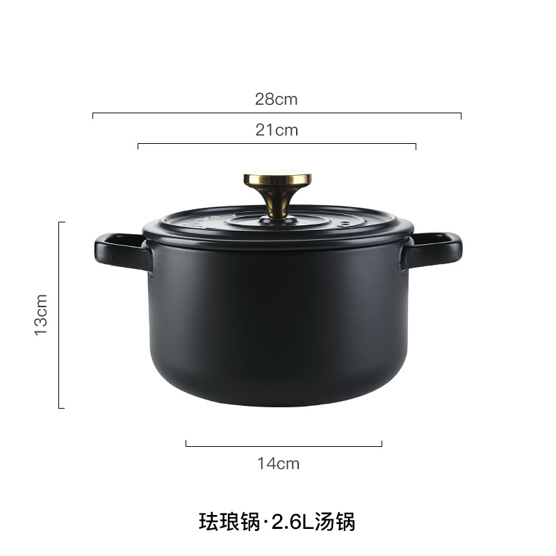 Ensemble de casseroles en céramique, cuiseur vapeur Double couche résistant à la chaleur, Imitation pot en fer, style nordique, pots de cuisine