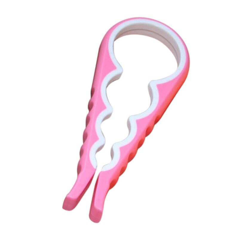 Ch- handmatige pot flesopener 4 in 1 binnenrubber draaibaar gemakkelijk vast te pakken multi-formaat voor kinderen ouderen zwakke handen artritis: Roze