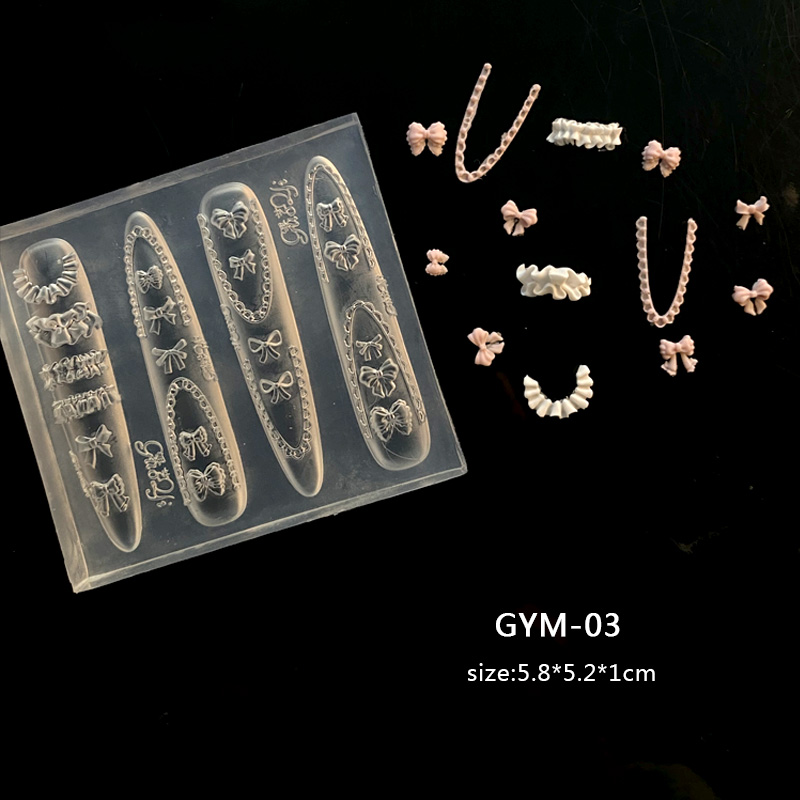 TSZS 1pc jupe mignonne dentelle sur les ongles silicone coeur arcs ruban 3D moule à ongles décorations d'art d'ongle Silicone beurre produits pour ongles: Rouge