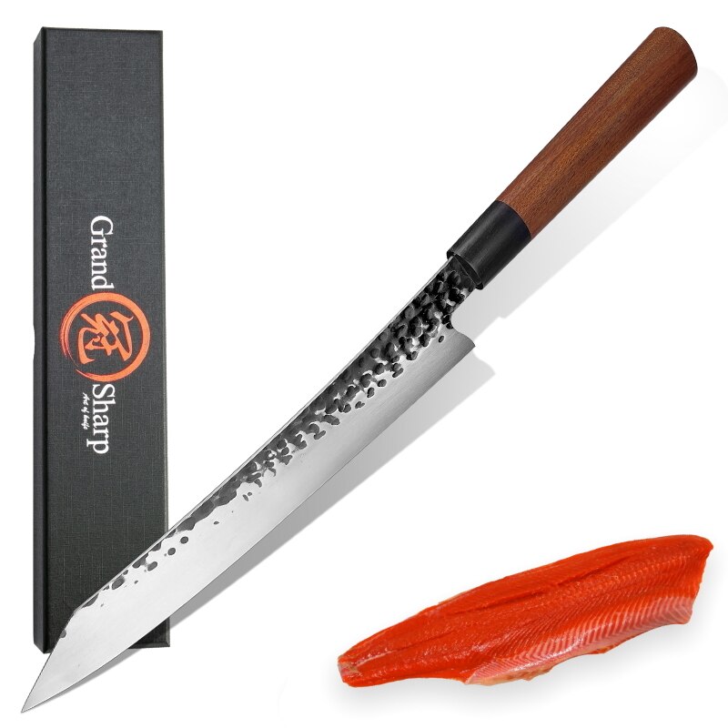 Ensemble de couteaux de Chef japonais Santoku Nakiri, couperet, utilitaire de tranchage, outils de boucherie en acier inoxydable 440C: 9 inch slicing knife