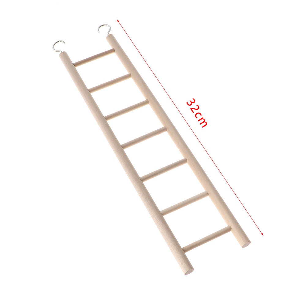 Juguete de escalera de madera para pájaros, rascador oscilante, Hamsters de escalada, escalera de 3/4/5/6/7/8, jaula de loro, juguetes colgantes para mascotas, 1 Uds.: 32cm