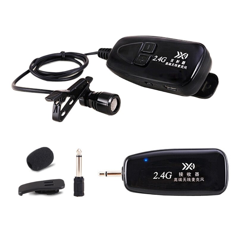 Nuovo 2.4G Wireless Cravatta Clip di Microfono Lavalier Risvolto MIC Chitarra Pickup per Altoparlante Portatile Audio &amp; Video